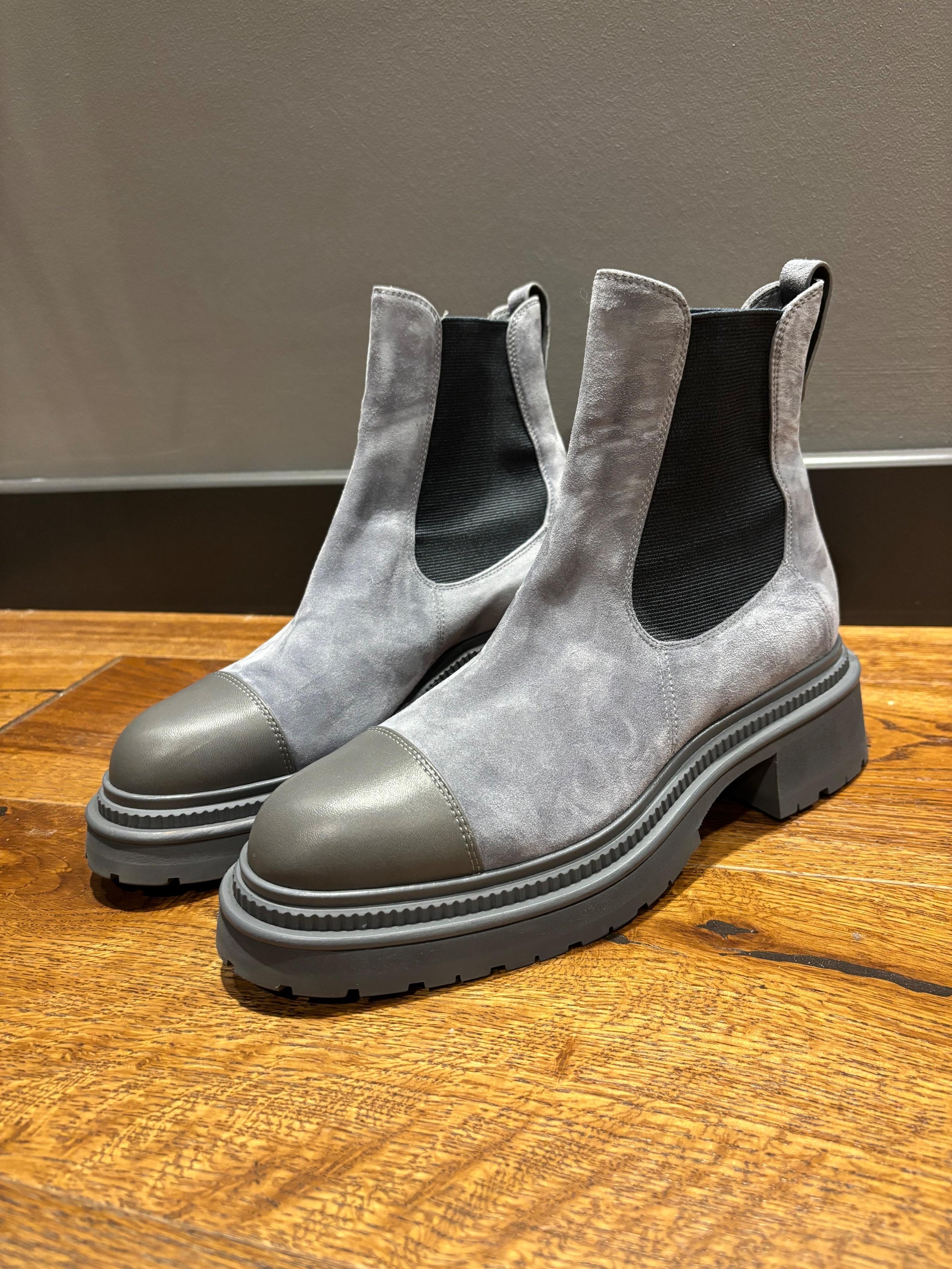 Chanel Grey Suede Ankle Boots
