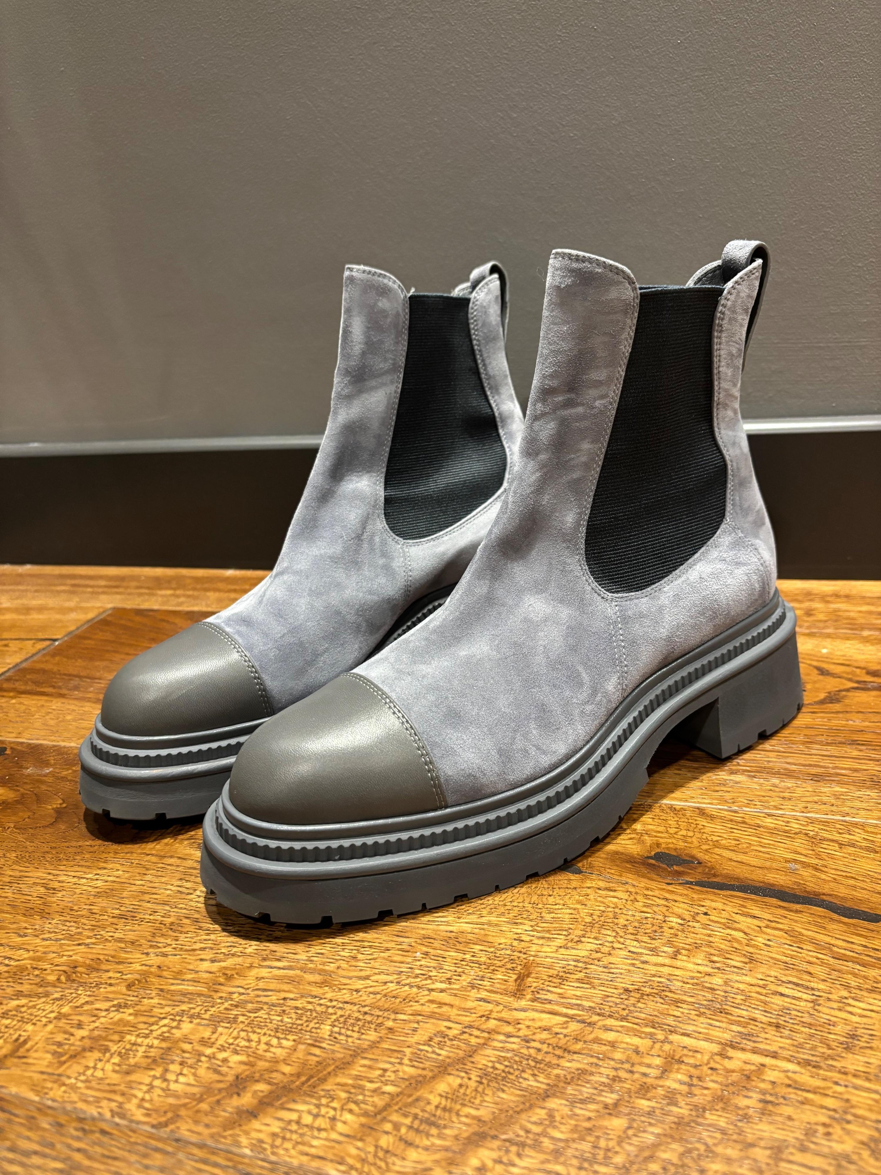 Chanel Grey Suede Ankle Boots