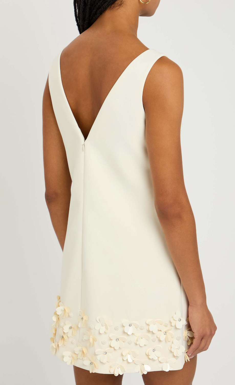 Self Portrait Crystal And Faux-Pearl Embellished Crepe Mini Dress