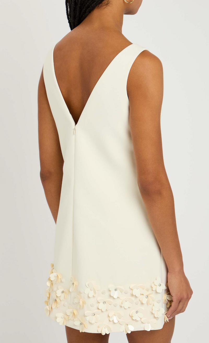Self Portrait Crystal And Faux-Pearl Embellished Crepe Mini Dress