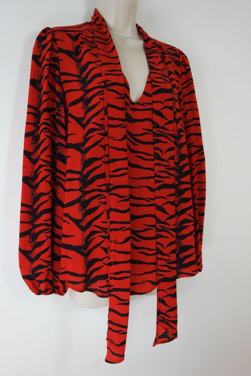 Moss Pussy-bow Tiger-print Silk-crepe Blouse