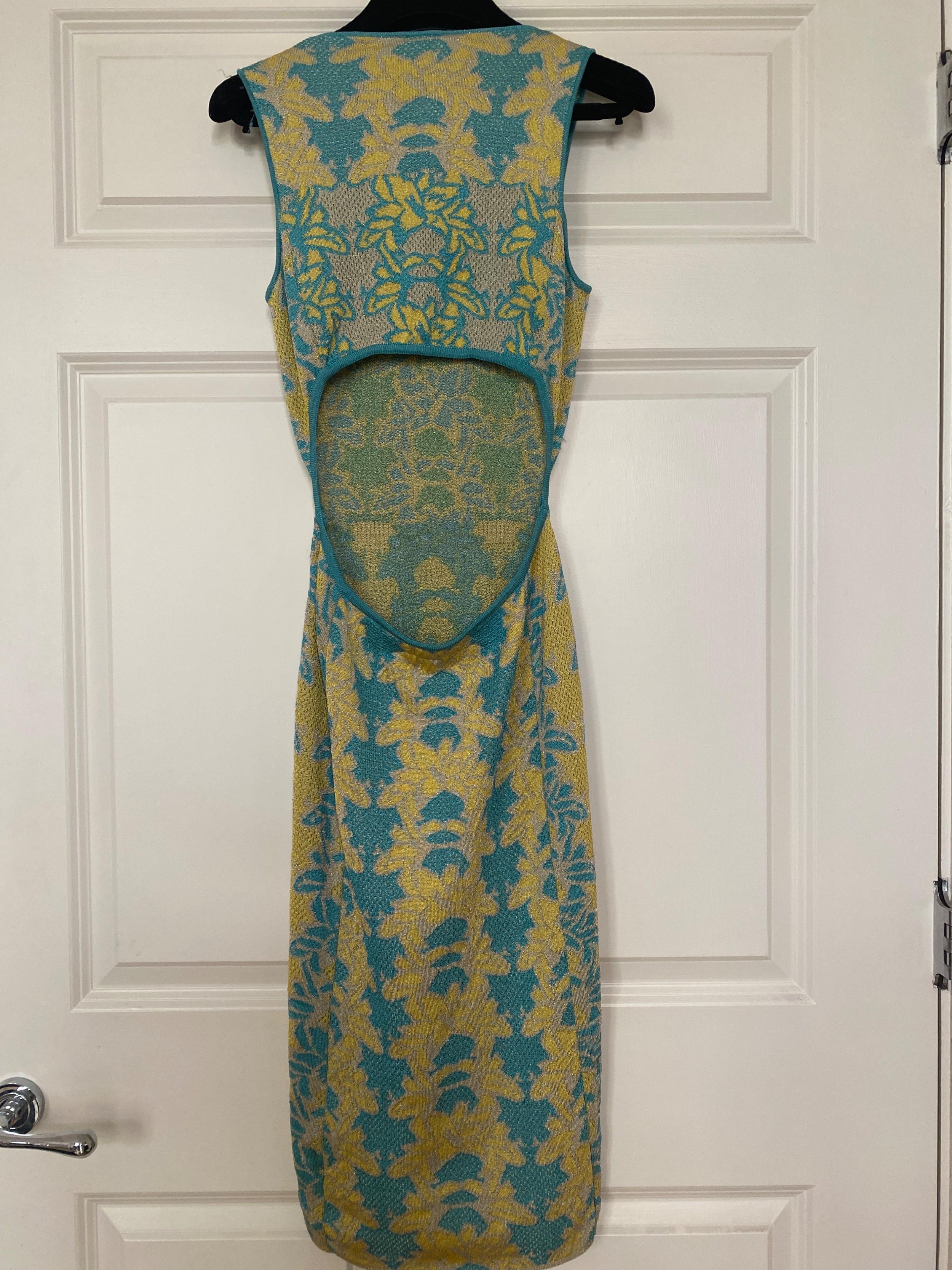 M Missoni Jacquard Knit Cut-out Back Dress