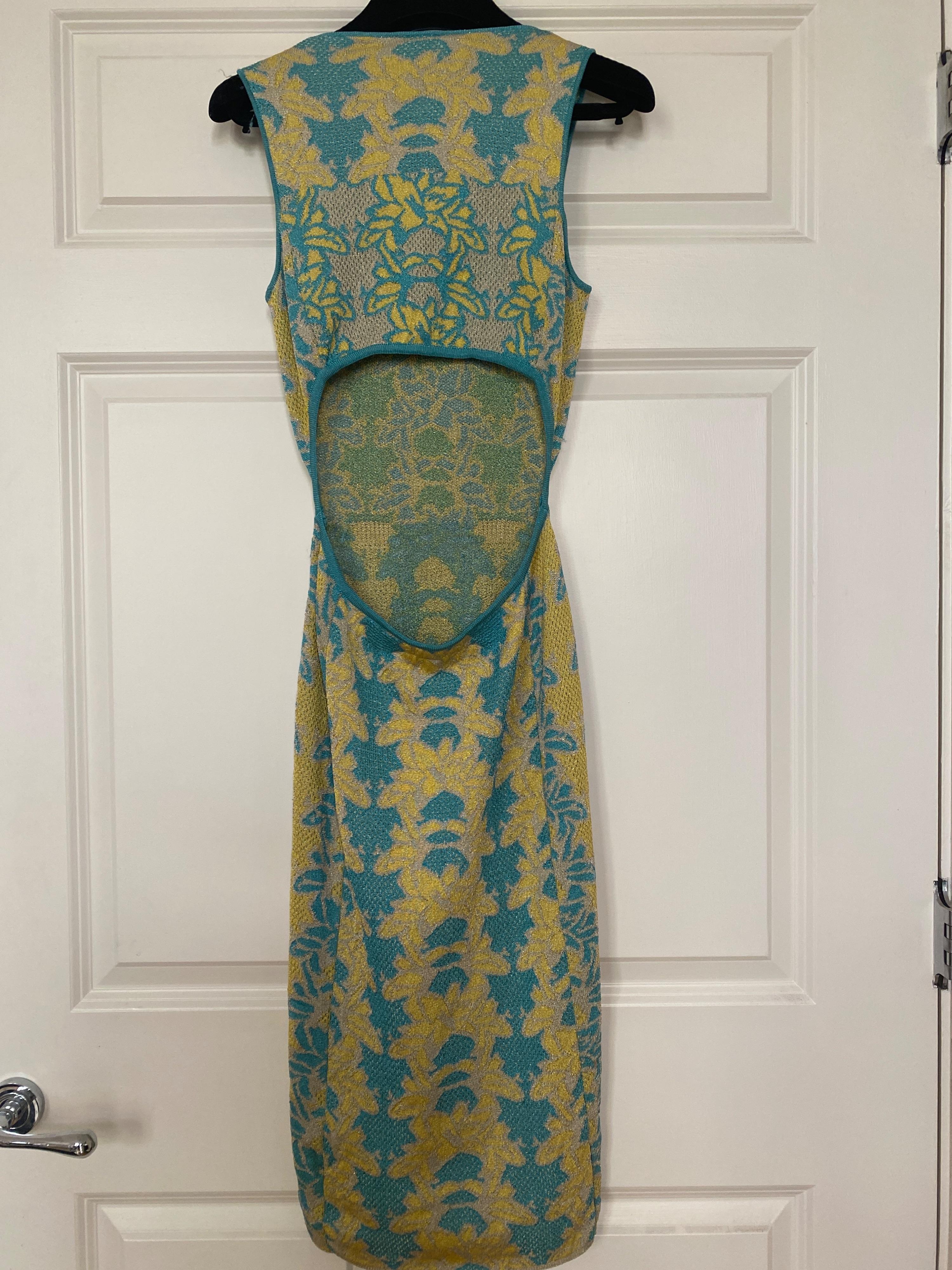 M Missoni Jacquard Knit Cut-out Back Dress