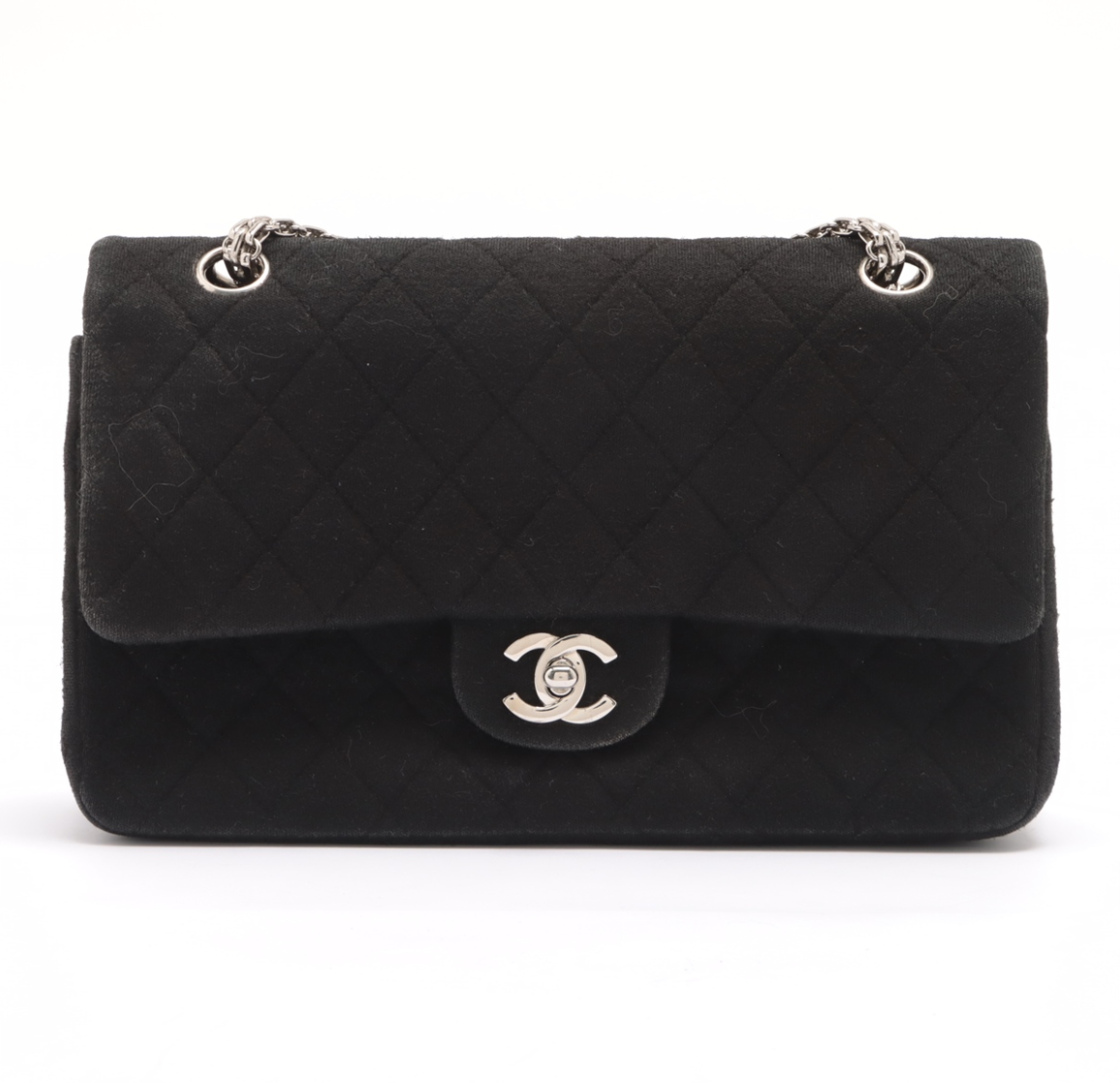 Chanel Timeless Quilted Black Fabric Bag