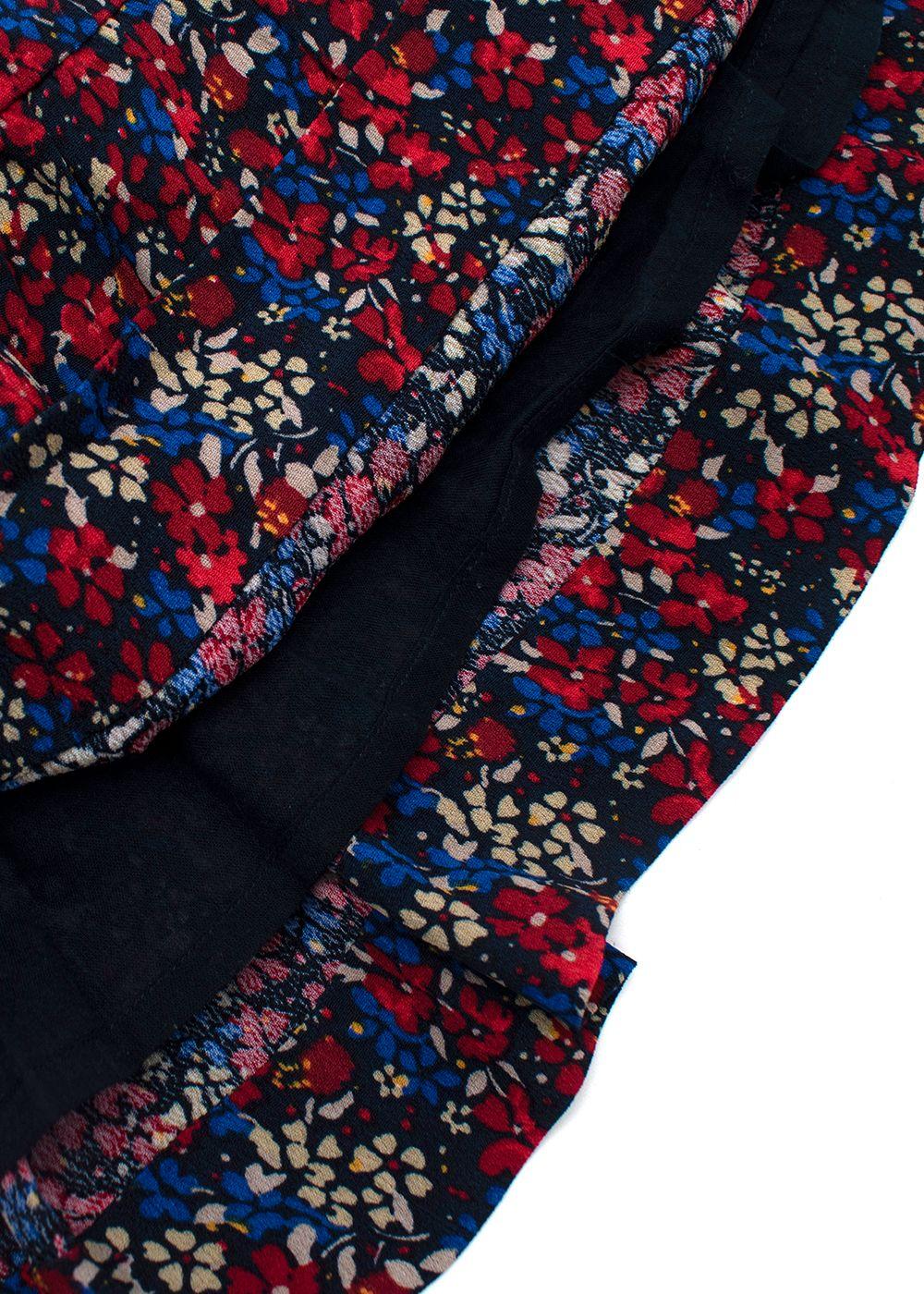 Red Floral Crepe Skater Skirt