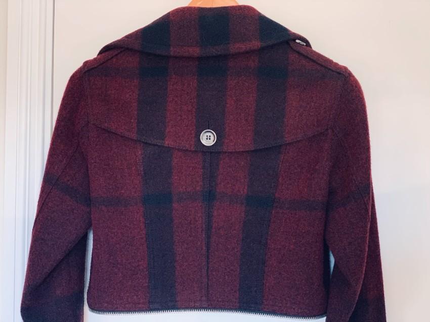 Burberry Brit Burgundy/Black Convertible High Neck Jacket
