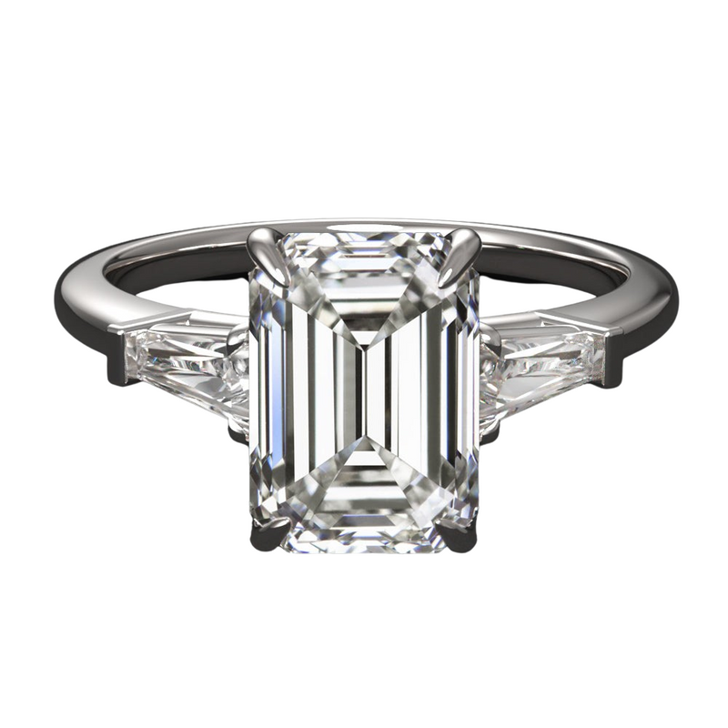 2CT Lab Grown Emerald Cut/ Tapered Baguette Ring
