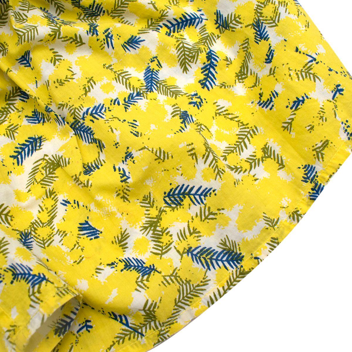 Yellow Mimosa Print Cotton Blouse