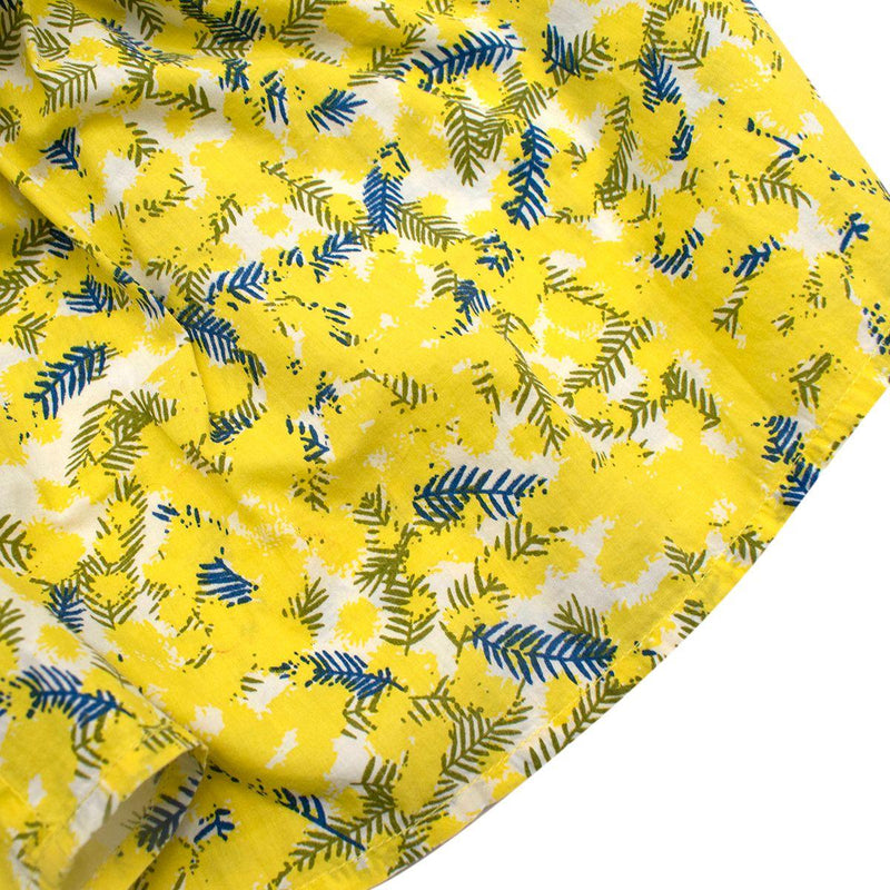 Yellow Mimosa Print Cotton Blouse