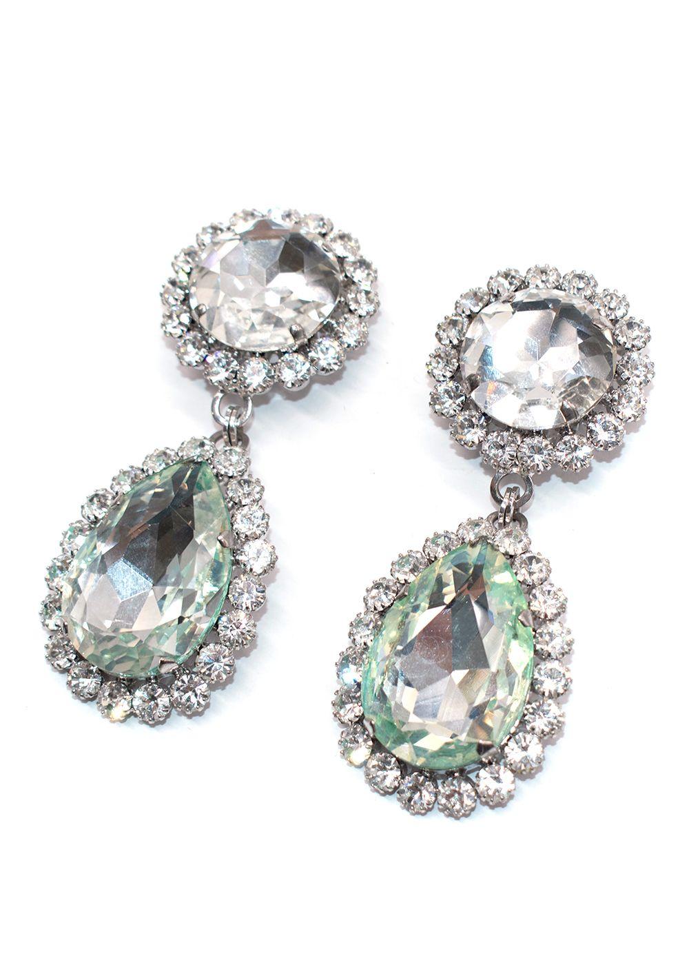 Alessandra Rich Embellished Drop Clip On Earrings