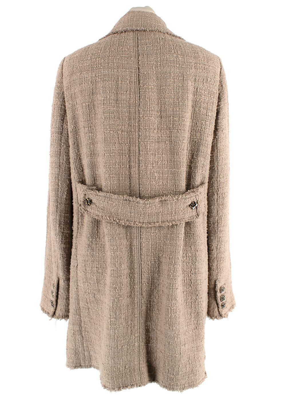 Dolce & Gabbana Beige Tweed Double Breasted Jacket