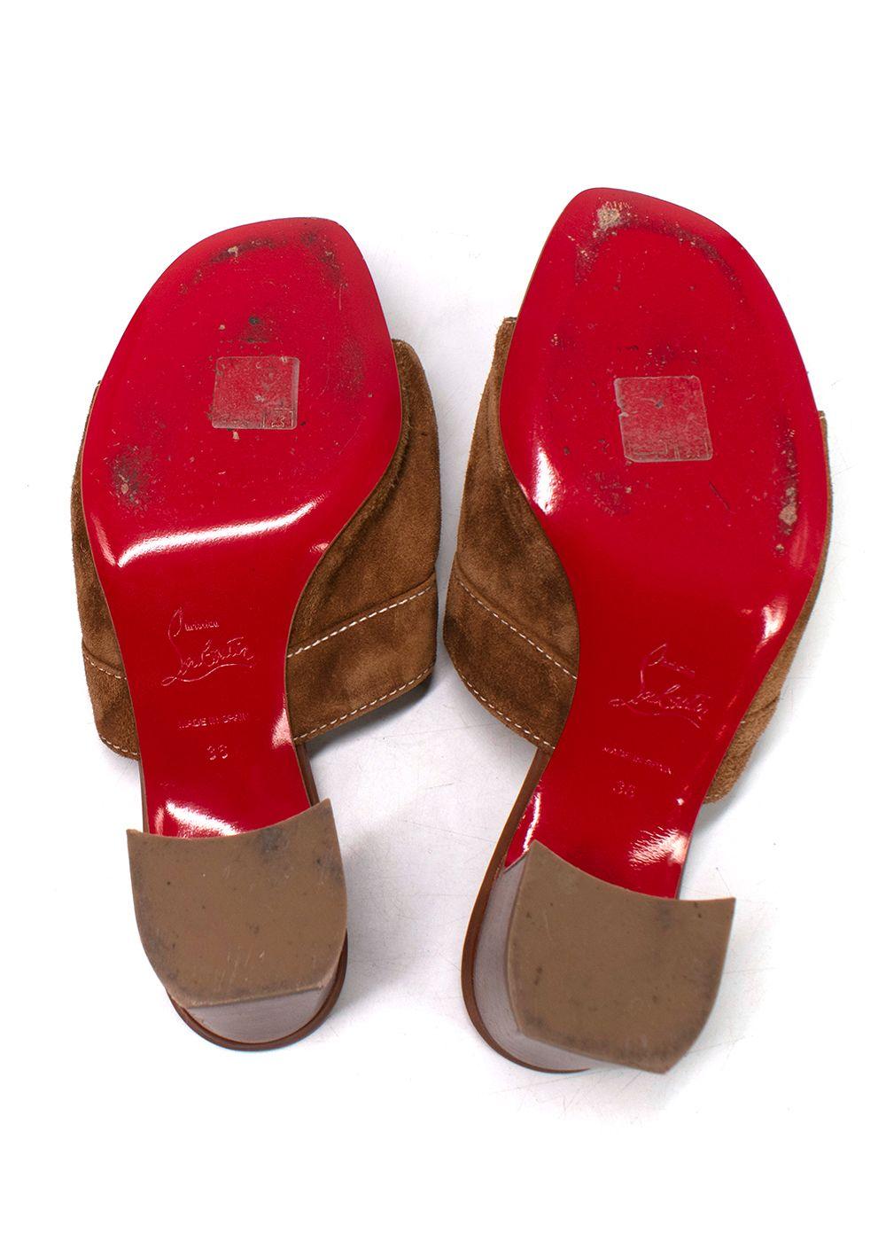 Christian Louboutin Brown Dechirago 55 Safari Suede Mules