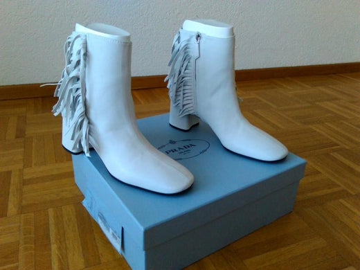 Prada Fringed Leather Ankle Boots