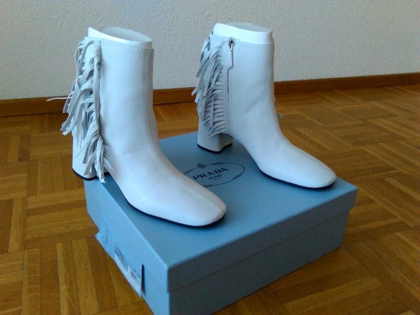 Prada Fringed Leather Ankle Boots