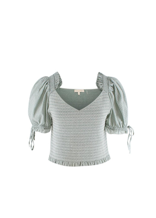 Pale Green Shirred Tilly Smock Top