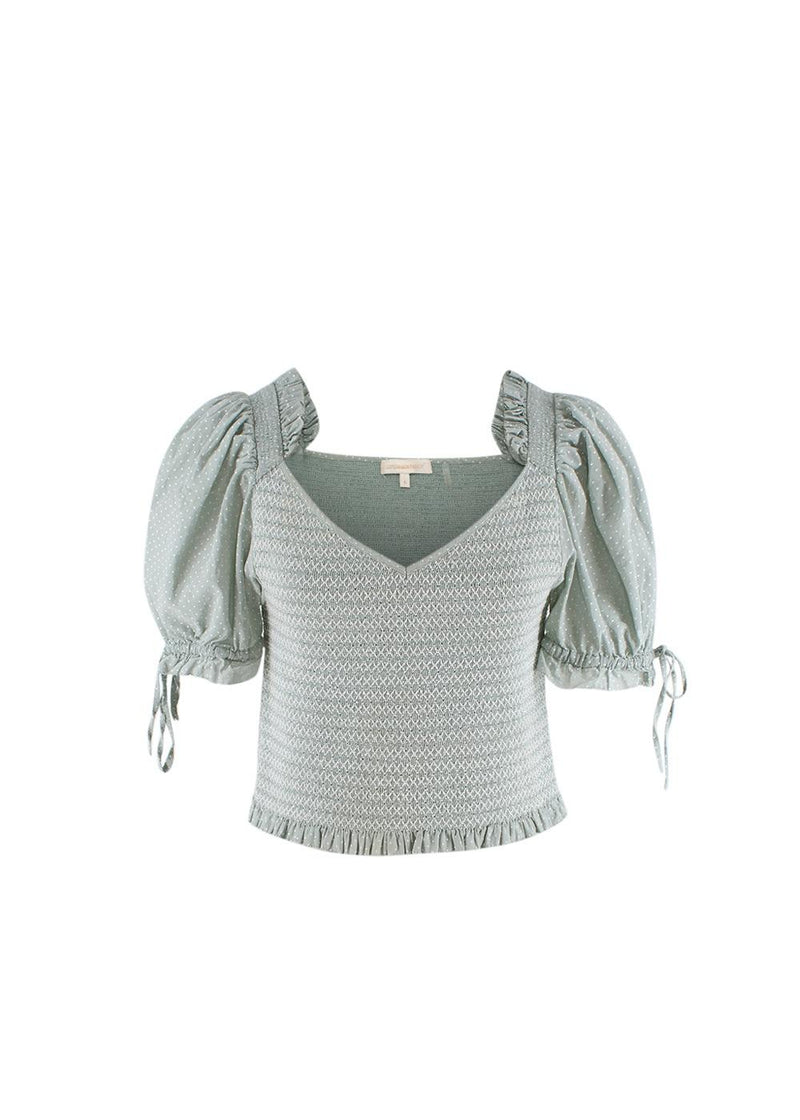 Pale Green Shirred Tilly Smock Top