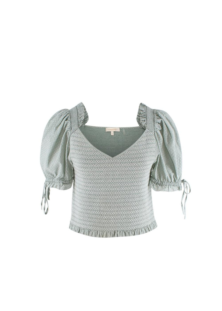 Pale Green Shirred Tilly Smock Top