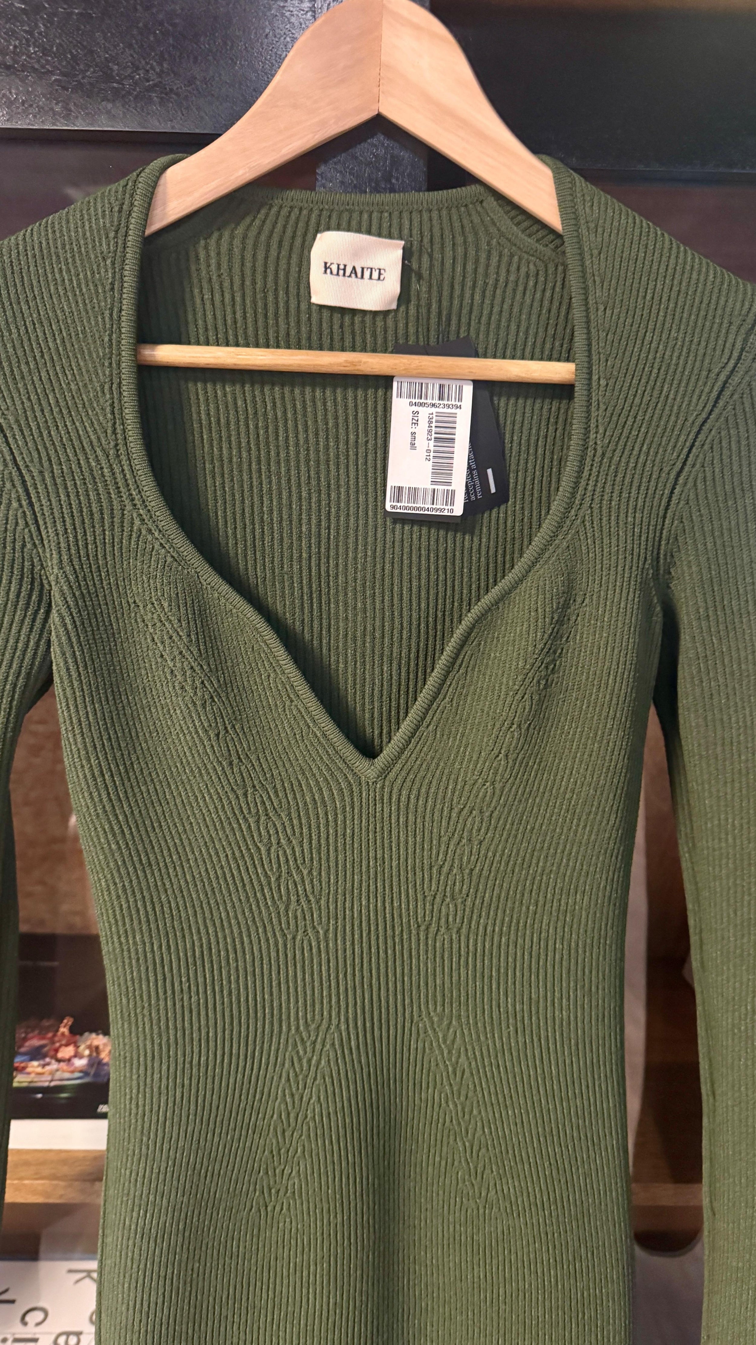Khaite Green Ribbed Alessandra Midi Dress