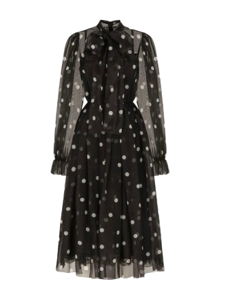 Dolce & Gabbanna Black Semi Sheer Polka Dot Dress