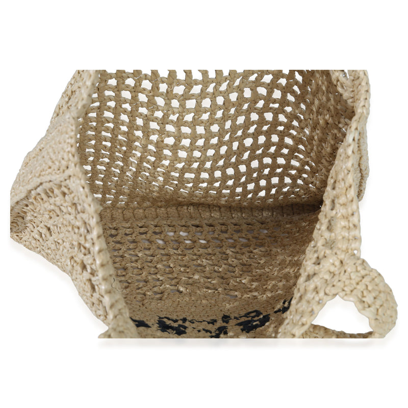 Prada  Raffia Effect Logo Crochet Tote