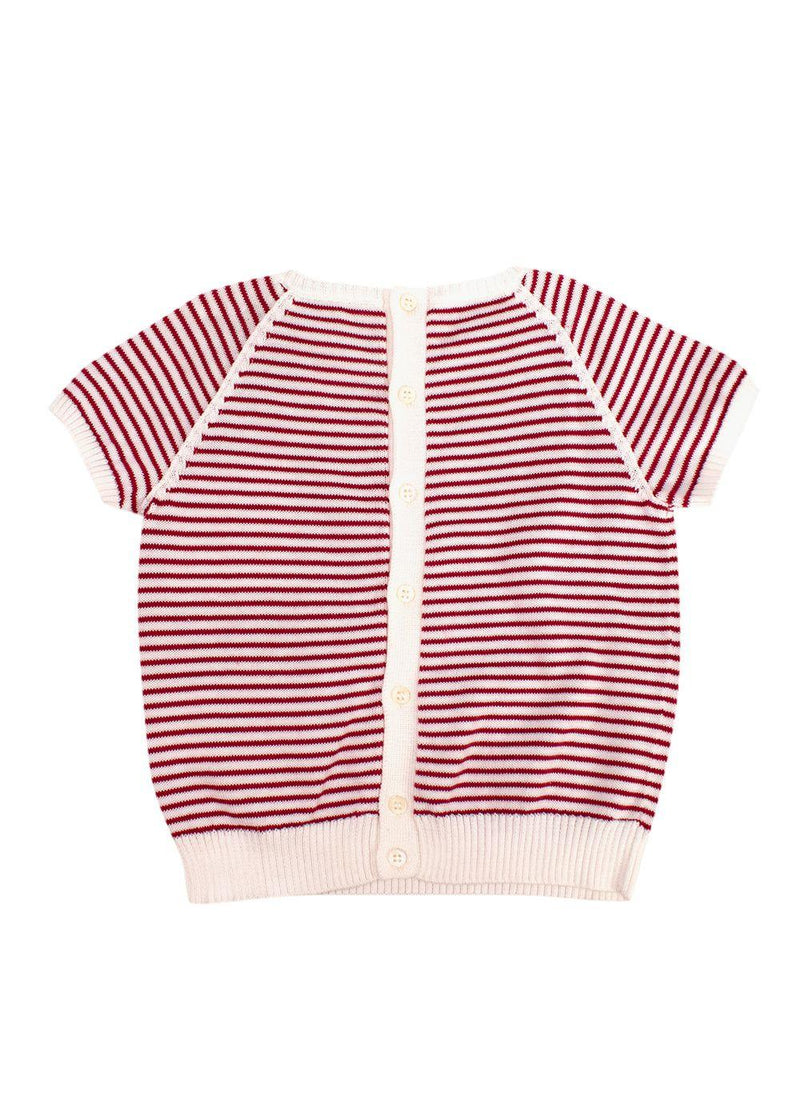 Loro Piana 3-6m Red and White Striped Knit Baby Top and Pants Set