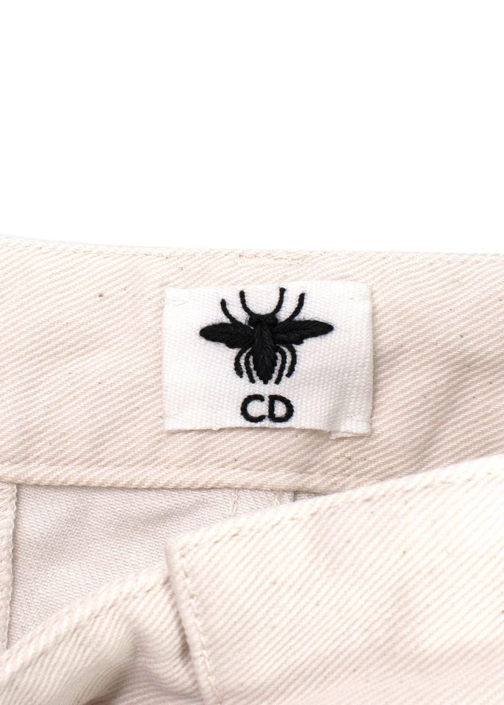 Dior Cream and White Two Toned  Wide Leg Jeans