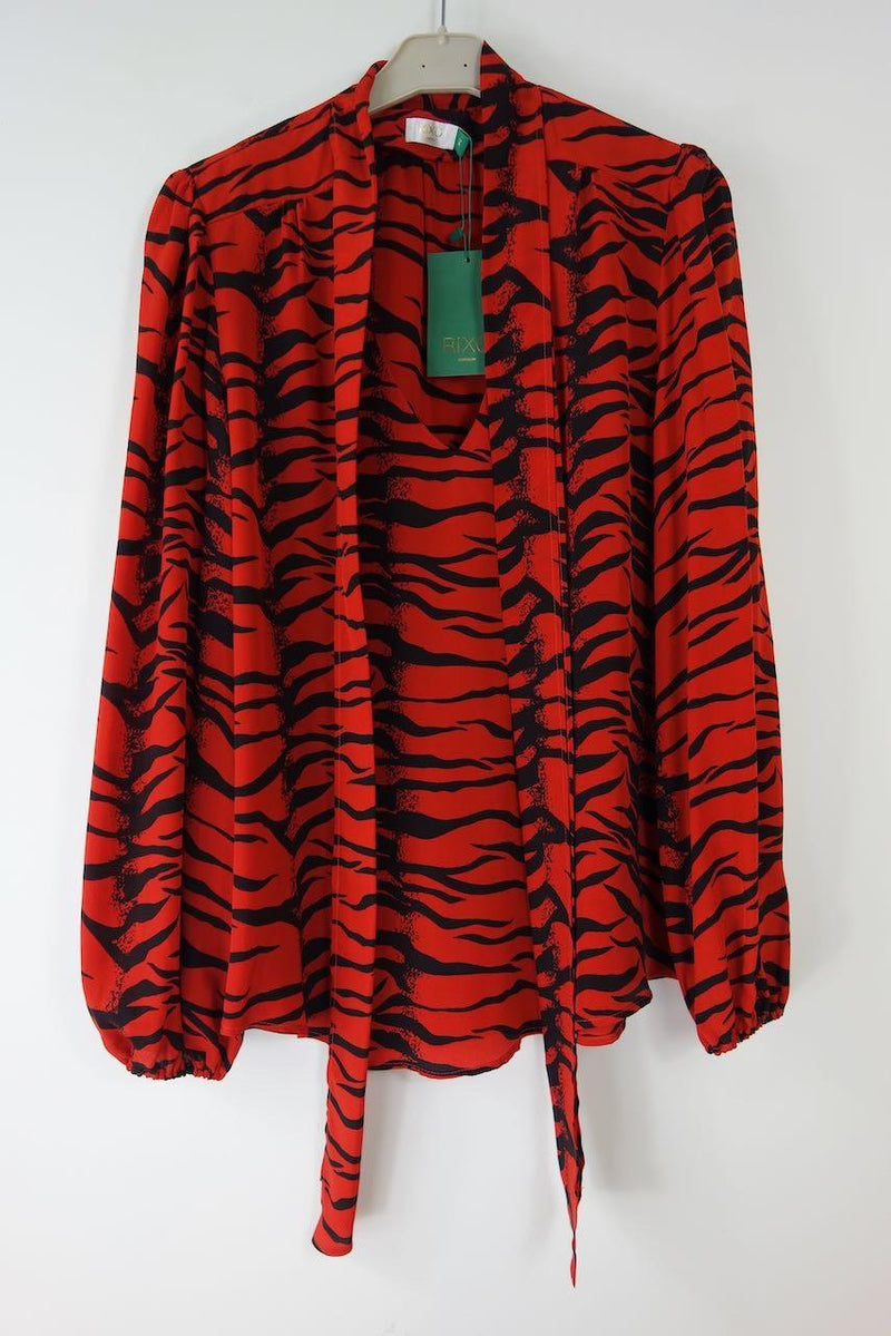 Moss Pussy-bow Tiger-print Silk-crepe Blouse