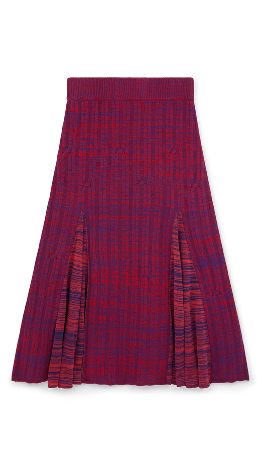 Pink Mix Wool A Line Midi Skirt