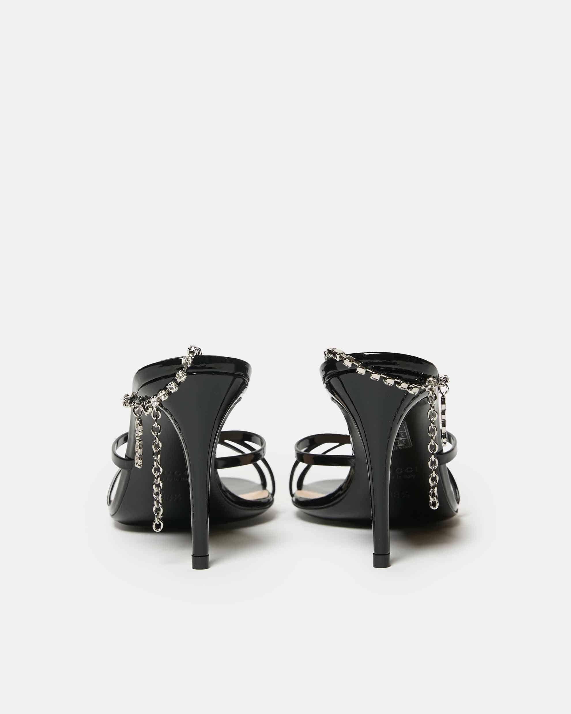 Gucci Patent And Crystal Sandals
