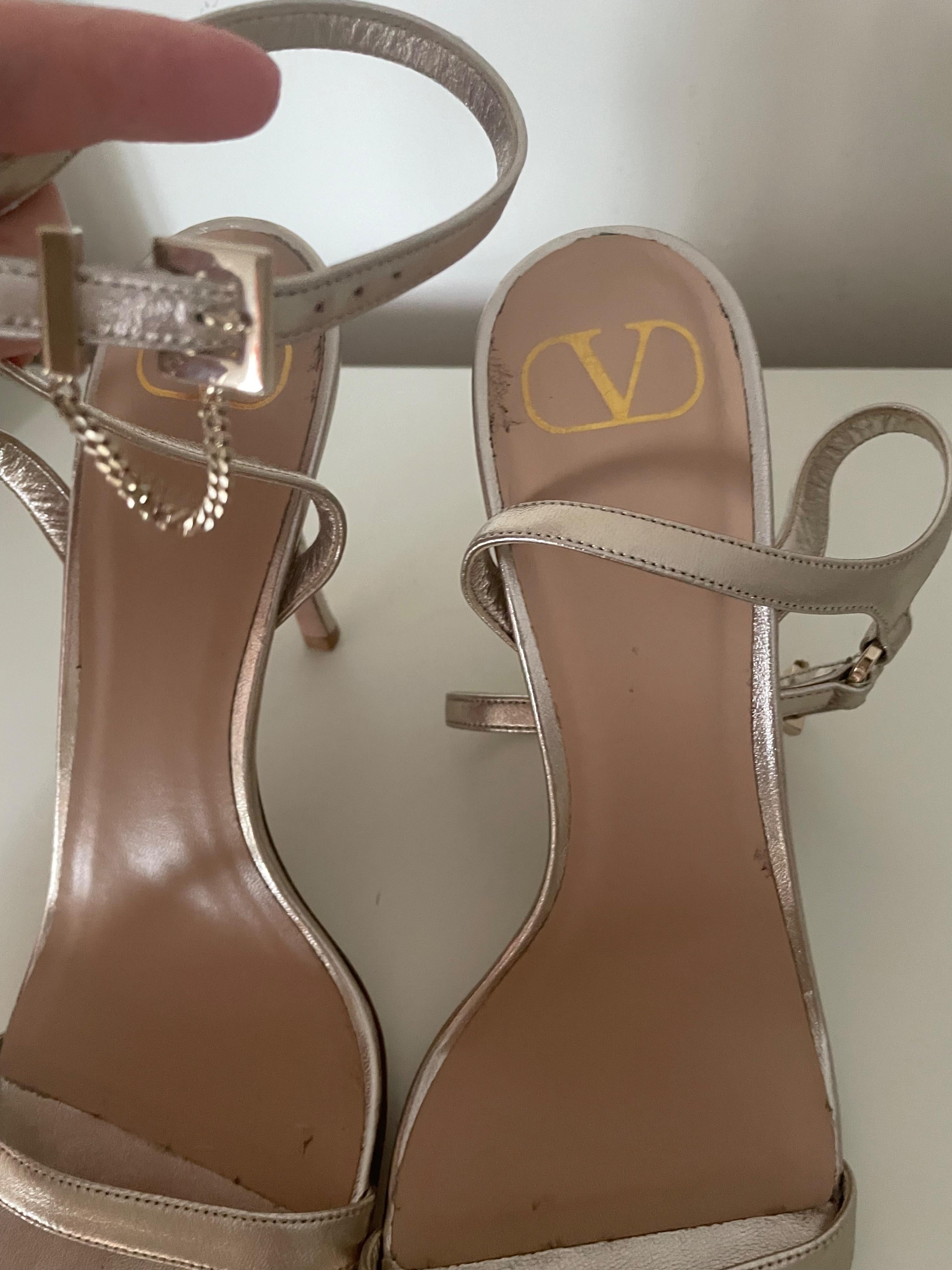 Valentino Champagne Gold Strappy Leather Heels
