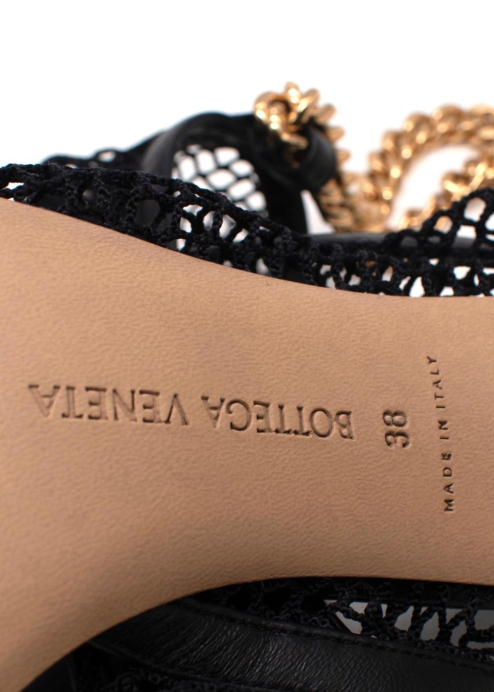 Bottega Veneta Black Net Stilletto with Gold Chain