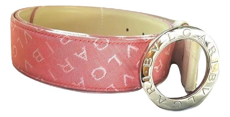 Bvlgari Pink Canvas Logo Belt