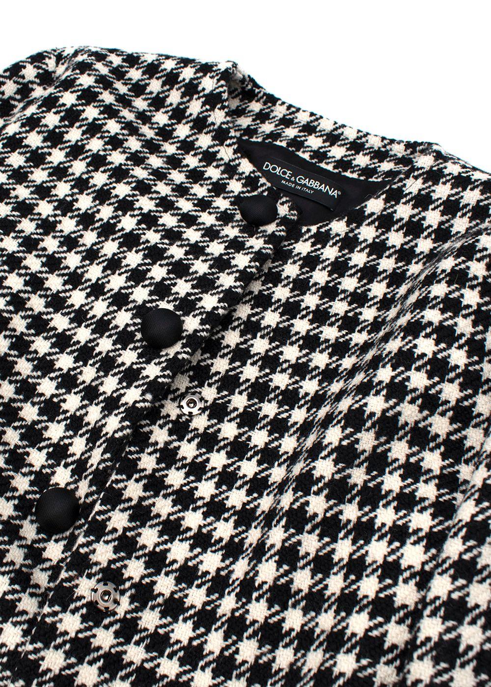 Black & White Houndstooth Wool Coat