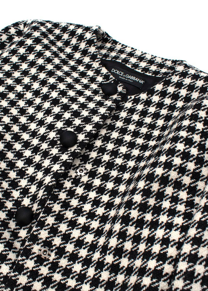 Black & White Houndstooth Wool Coat
