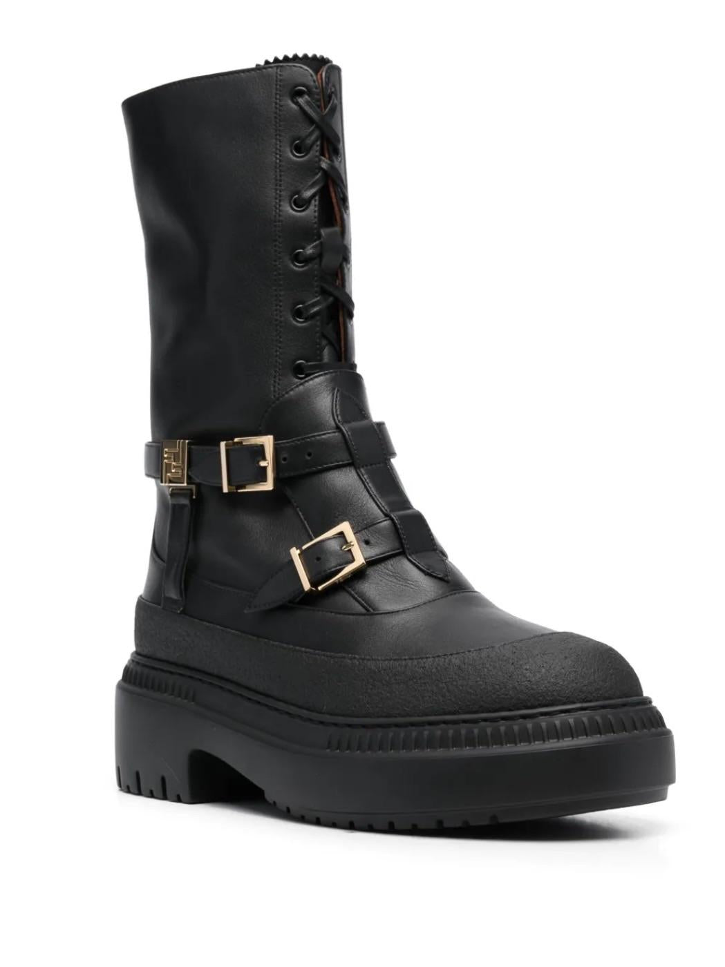 Fendi Black Delfina Combat Boots