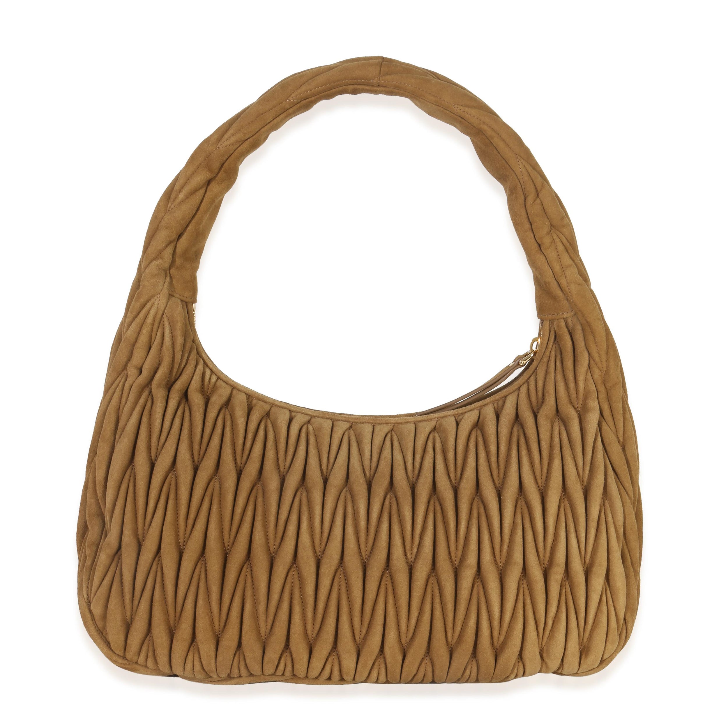 Miu Miu Brown Suede Matelasse Wander Hobo