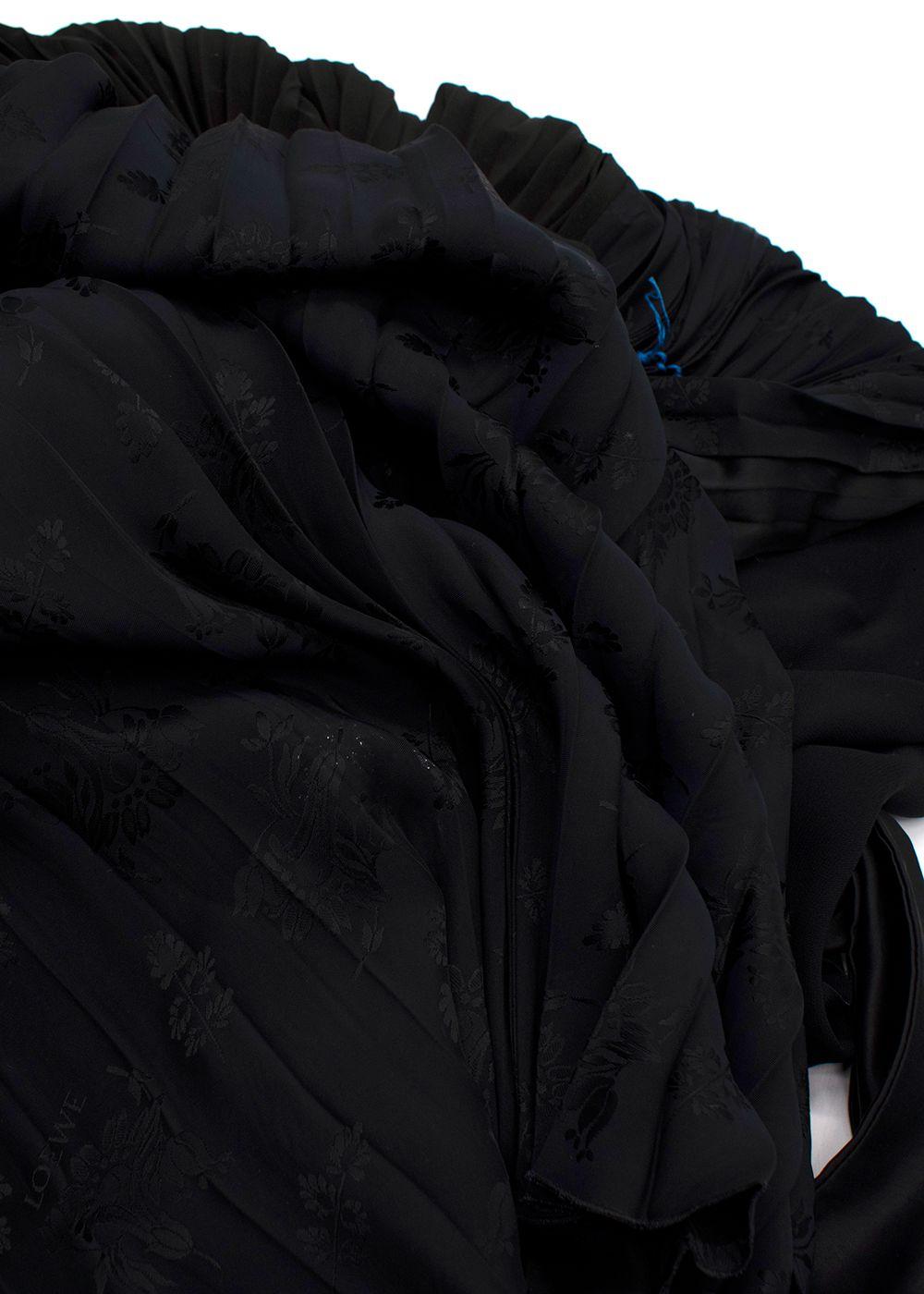 Loewe Black Pleated Asymmetric Contrast Stitch Maxi Dress