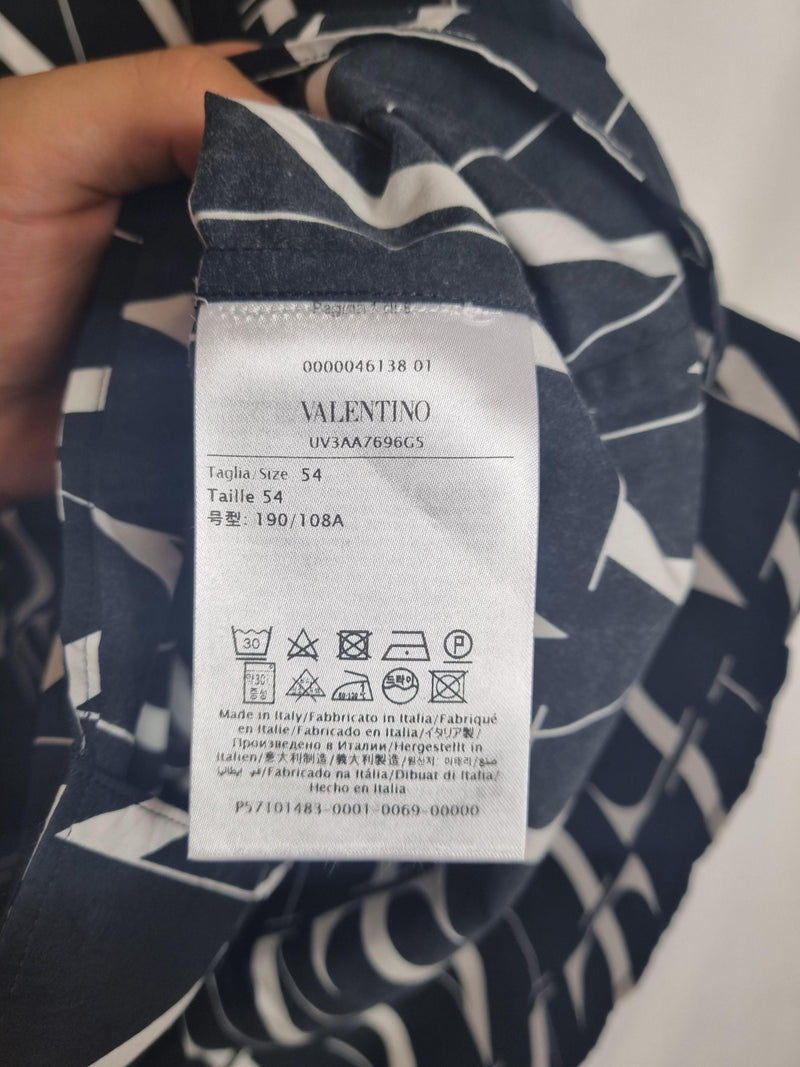 Navy & white cotton VLTN Vacation shirt