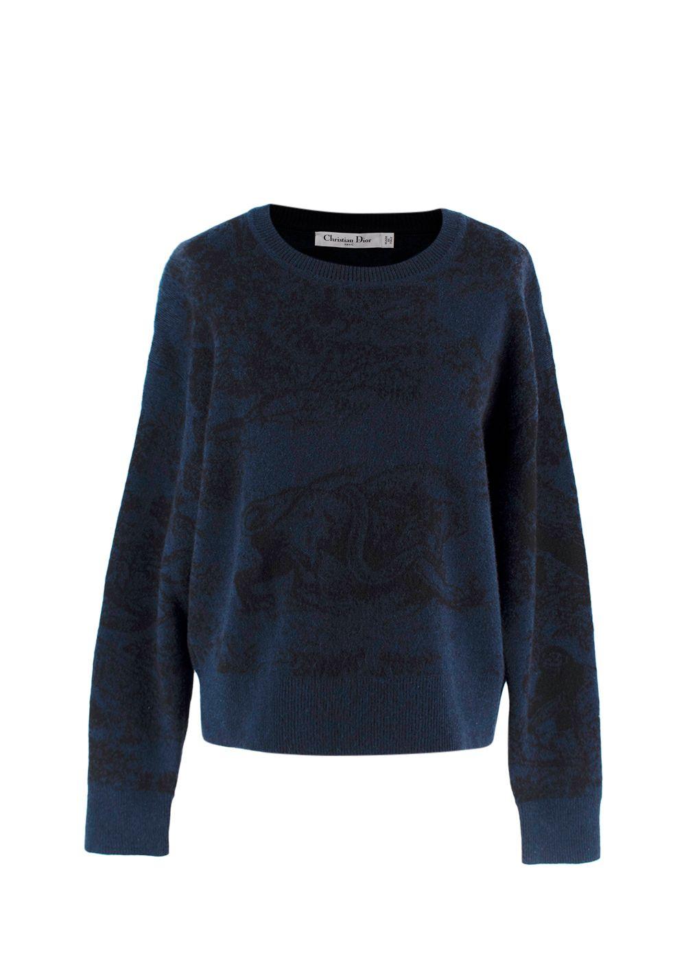 Dior Navy Chez Moi Printed Cashmere Blend Jumper