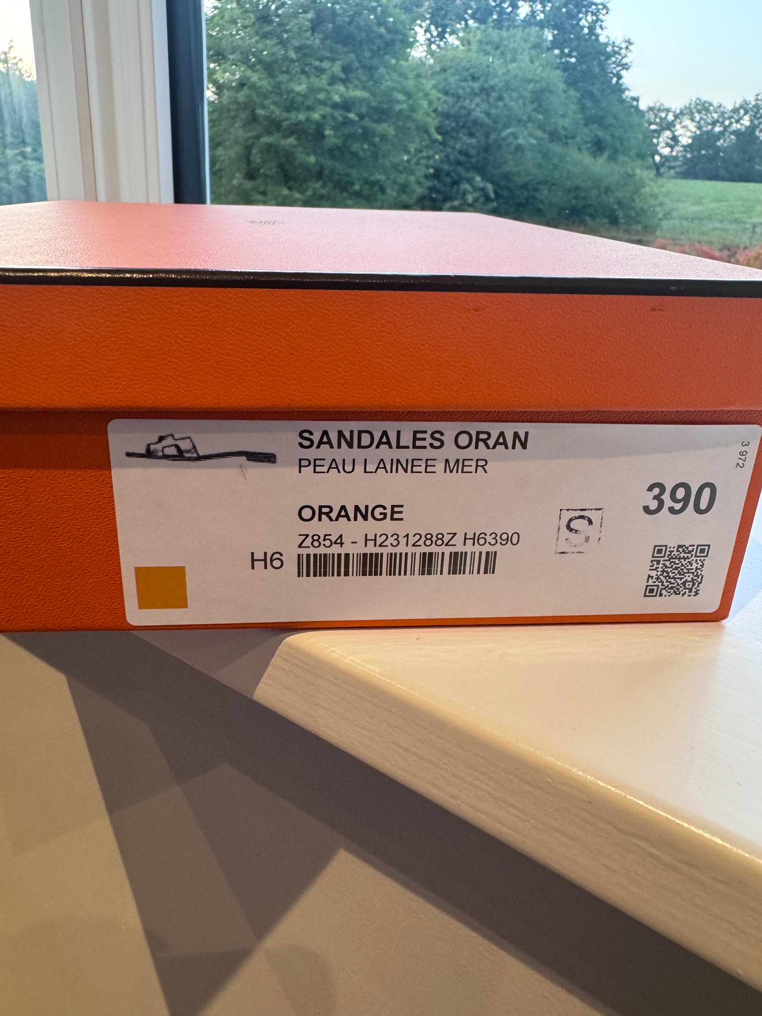 Hermes Pink Shearling Oran Sandals