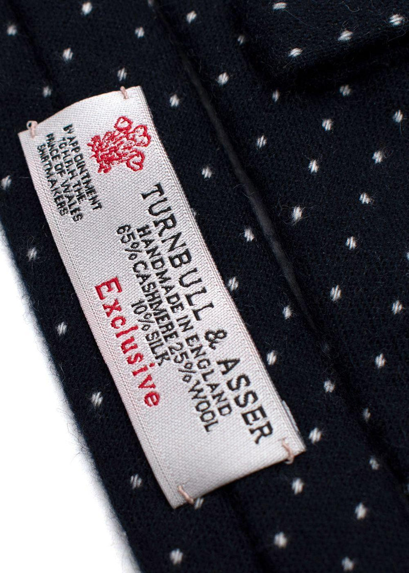 Turnbull Asser Black with Blue and White Dots Tie