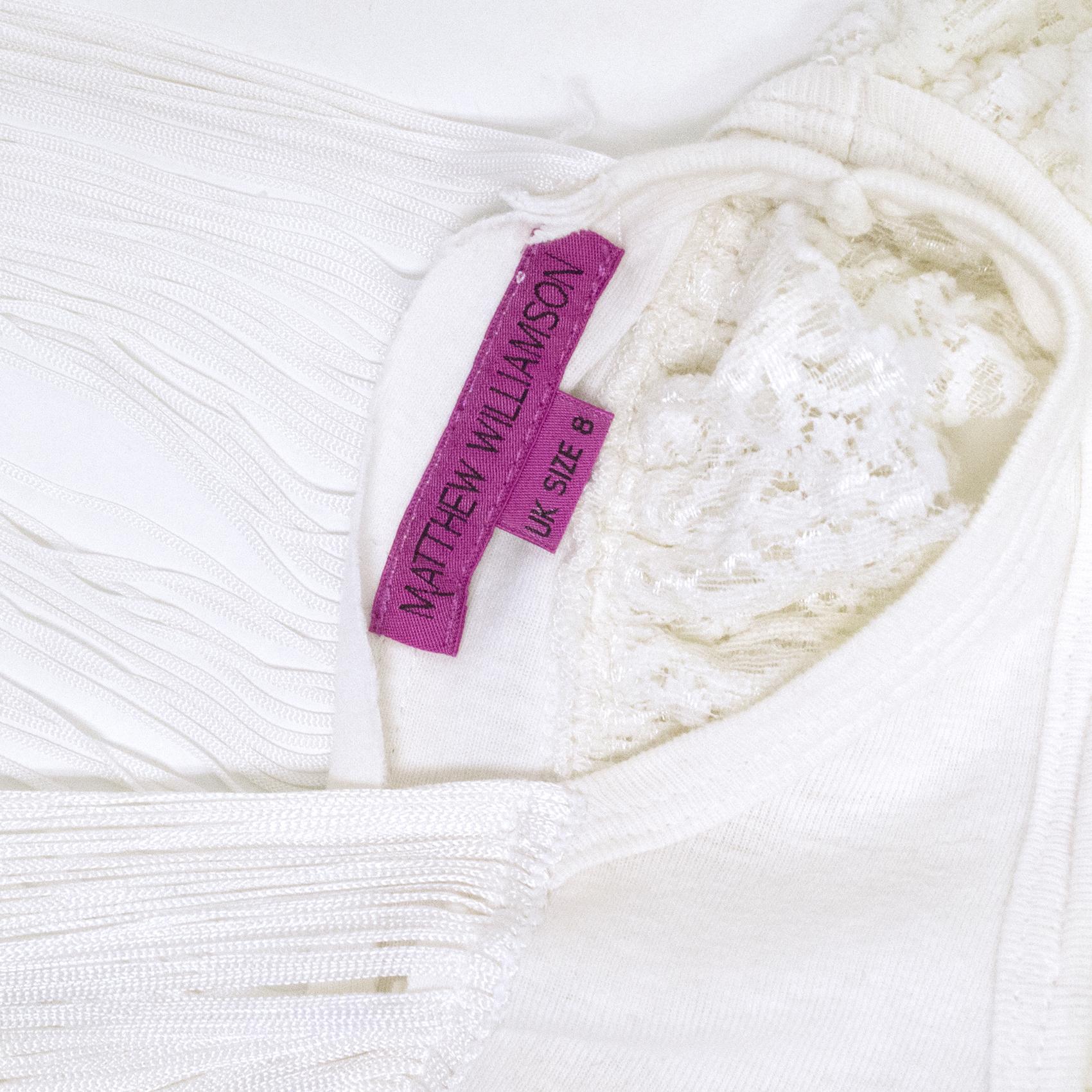 Matthew Williamson White Lace and Fringe Detailing Top