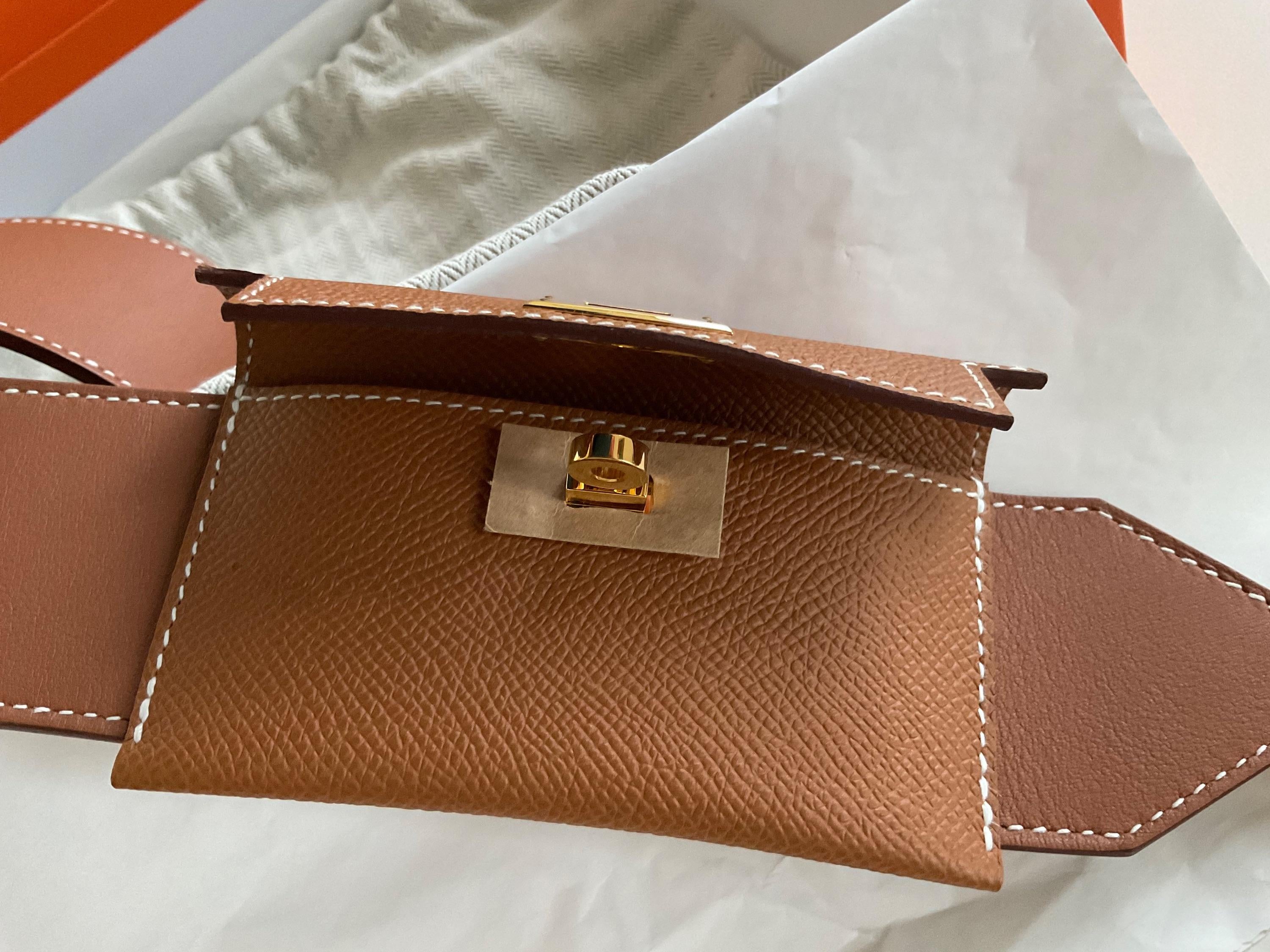 Hermes Gold Kelly Pocket Strap with Gold Hardware