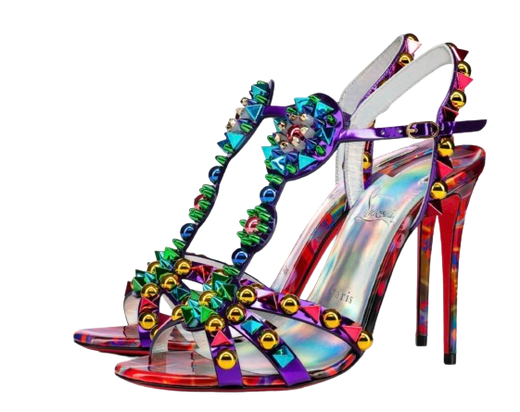 Christian Louboutin Multicolour Goldora 100 Studded Patent Leather Heels