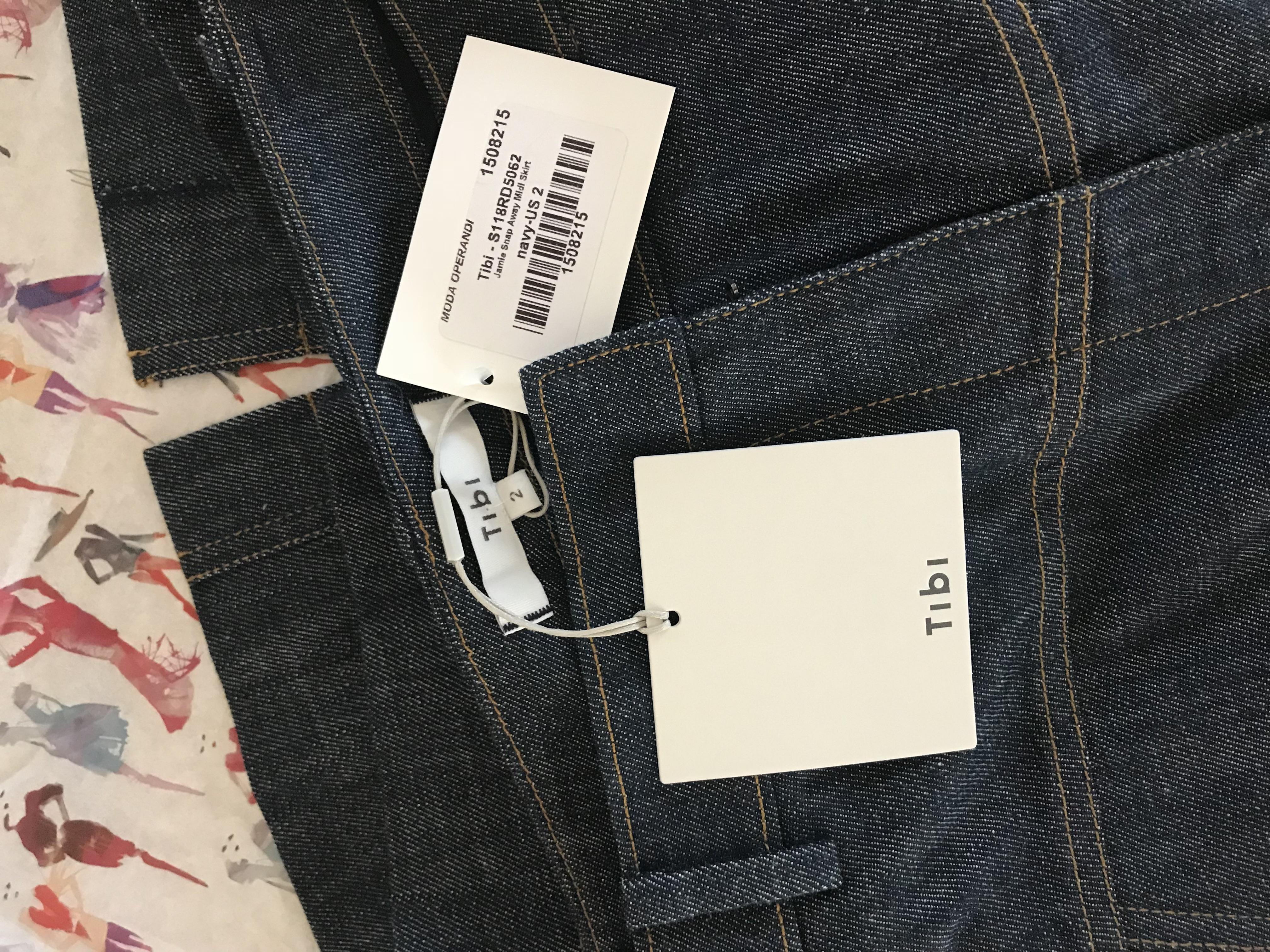 Tibi Demin Jamie Midi Skirt