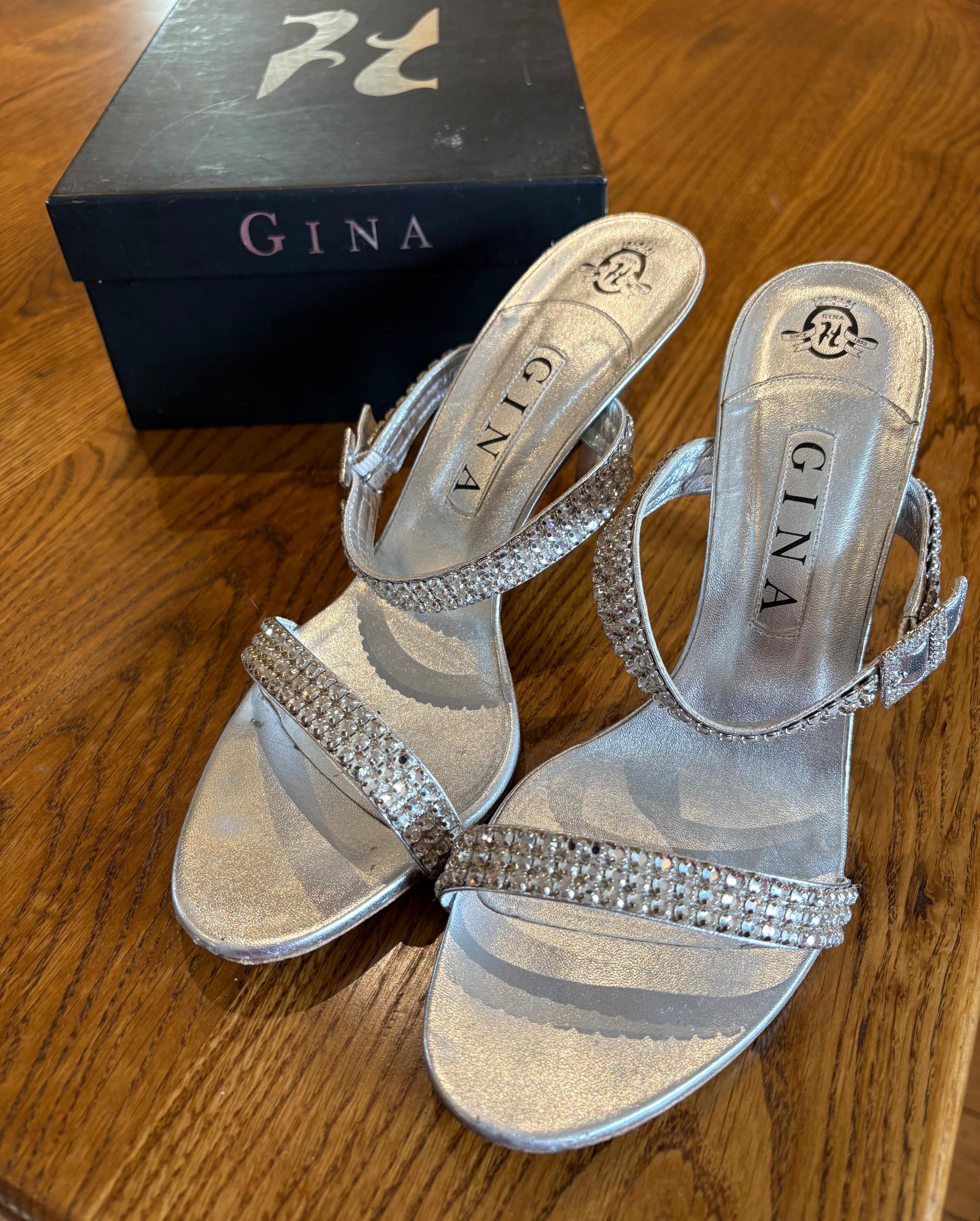 Gina Embellished Silver Sandals