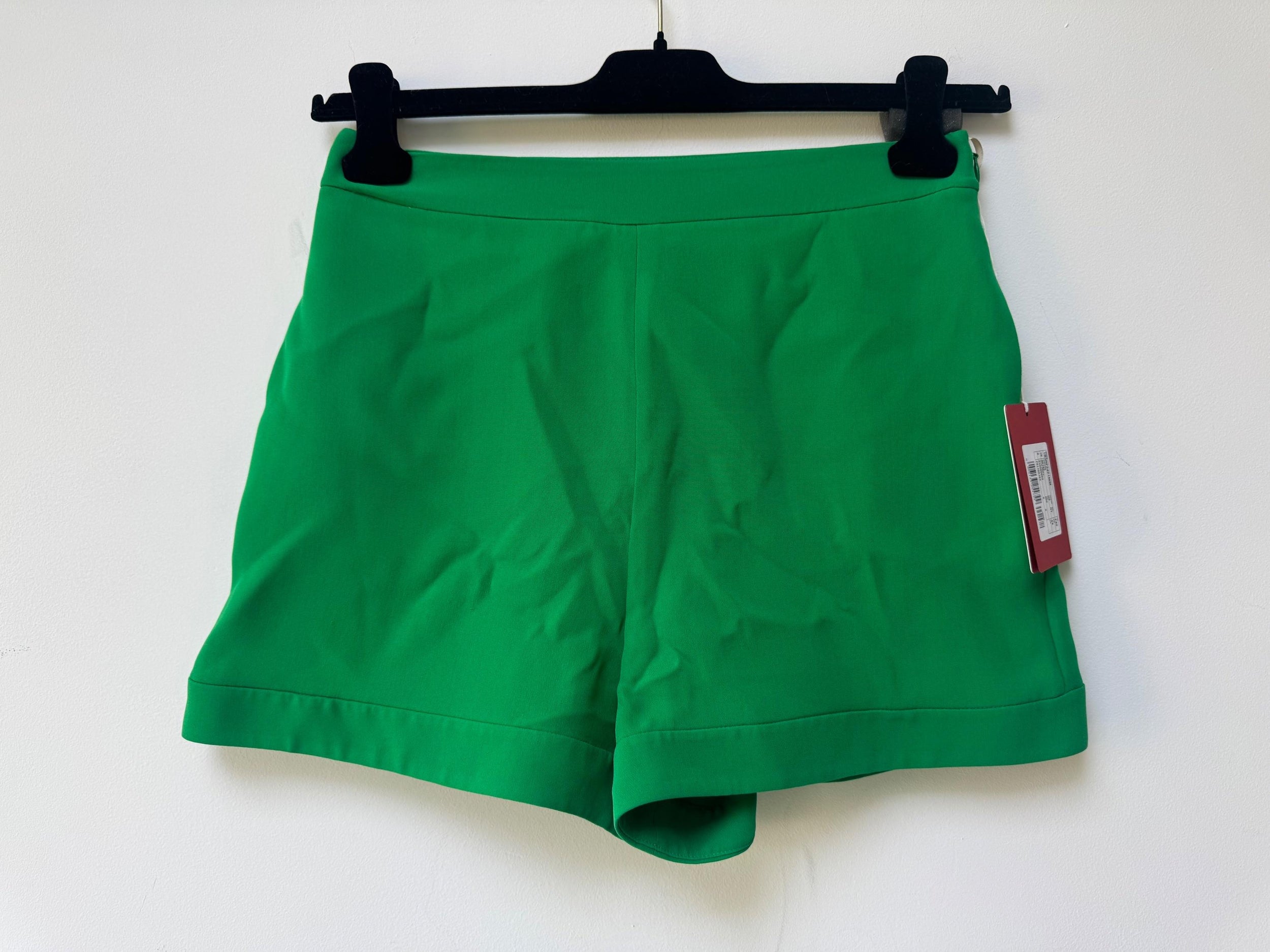 Green High Waist Silk Shorts