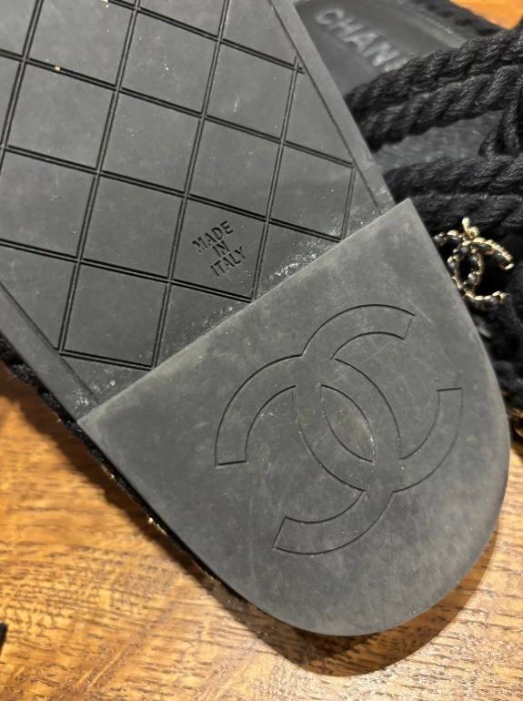 Chanel Black Rope Slides