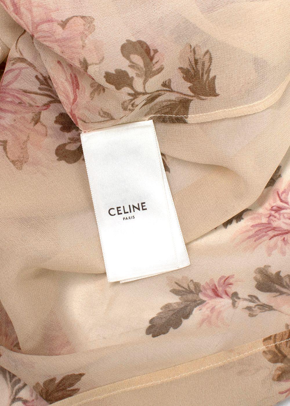Celine Floral Print Sheer Silk Blouse