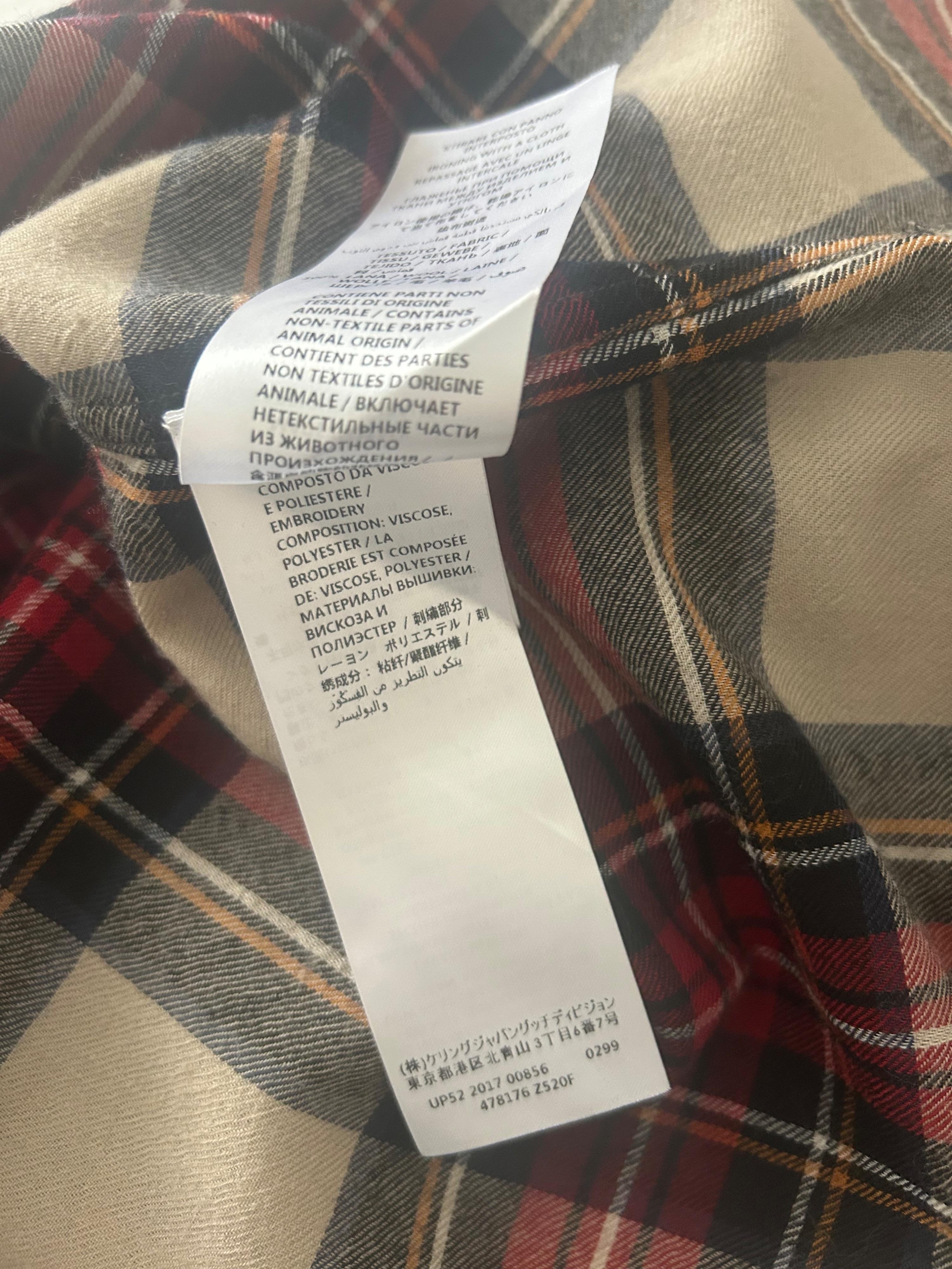 Gucci  Embroidered Tartan Flannel Shirt